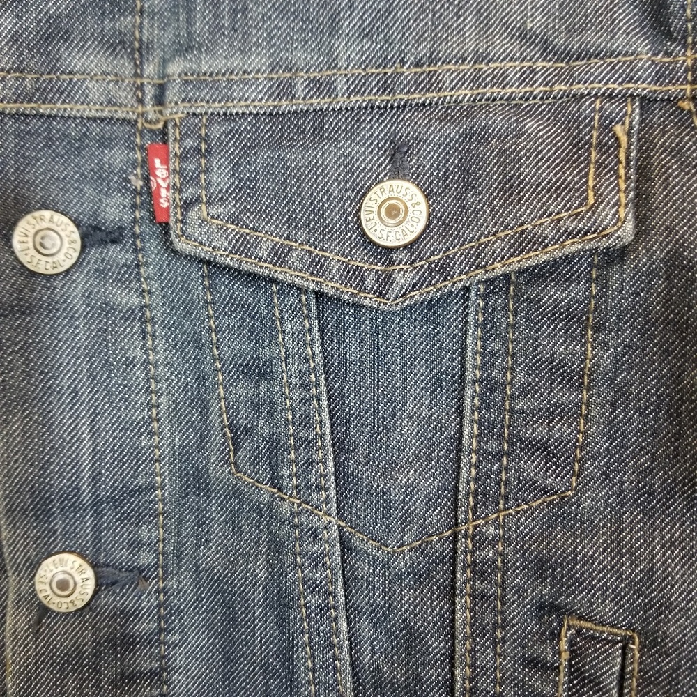 Unisex Levi's Denim Jean Trucker Jacket Size 6 - Picture 3 of 6